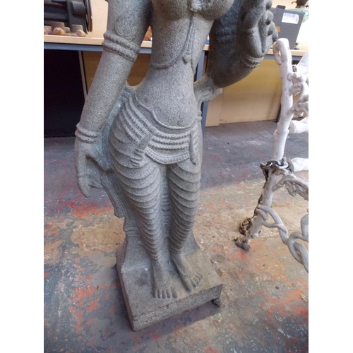 1004 - A PAIR OF LARGE HAND CARVED STATUES