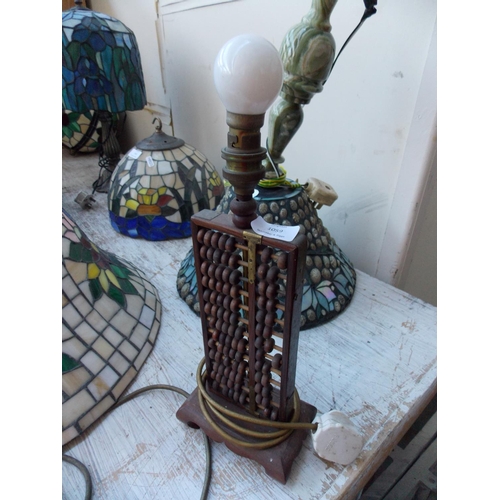 1059 - AN UNUSUAL CHINESE ABACUS CONVERTED INTO A TABLE LAMP