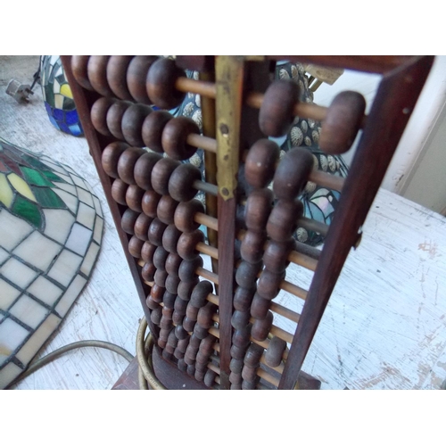 1059 - AN UNUSUAL CHINESE ABACUS CONVERTED INTO A TABLE LAMP