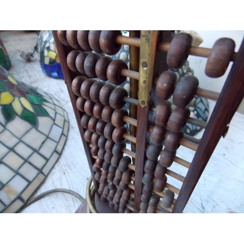 1059 - AN UNUSUAL CHINESE ABACUS CONVERTED INTO A TABLE LAMP