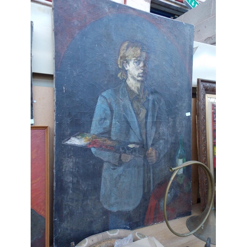 1212 - A LARGE 20TH CENTURY OIL ON CANVAS OF A YOUNG MALE ARTIST, MEASURING 130CM IN HEIGHT AND 89CM IN WID... 