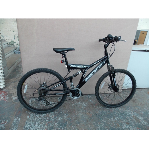 3 - A BLACK BOSS STEALTH DUAL SUSPENSION MOUNTAIN BIKE WITH QUICK RELEASE FRONT WHEEL, TWIN DISC BRAKES ... 