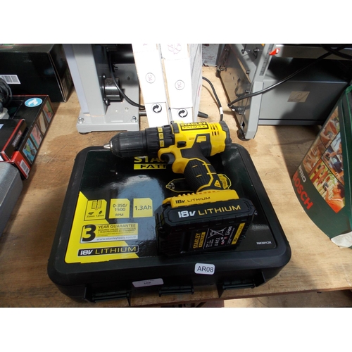 102 - TWO ITEMS TO INCLUDE A CASED AS NEW STANLEY FATMAX 18V CORDLESS DRILL AND ONE UNCASED IN W/O