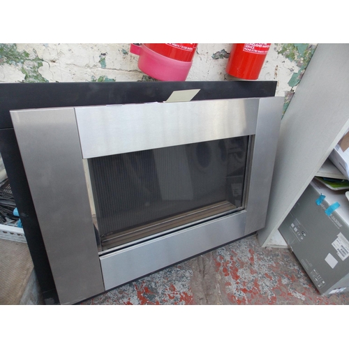 191 - A MODERN GAS FIRE WITH STAINLESS STEEL FRONT W/O