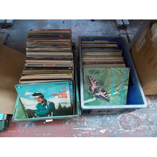 265 - TWO BOXES OF LP RECORDS TO INCLUDE ELVIS PRESLEY, 20 GOLDEN HITS, COUNTRY SINGERS, JIM REEVES ETC