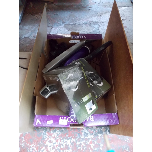 267 - A BOX CONTAINING A RECHARGEABLE VAX VACUUM AND TWO MESSLESS UNIVERSAL CHARGERS