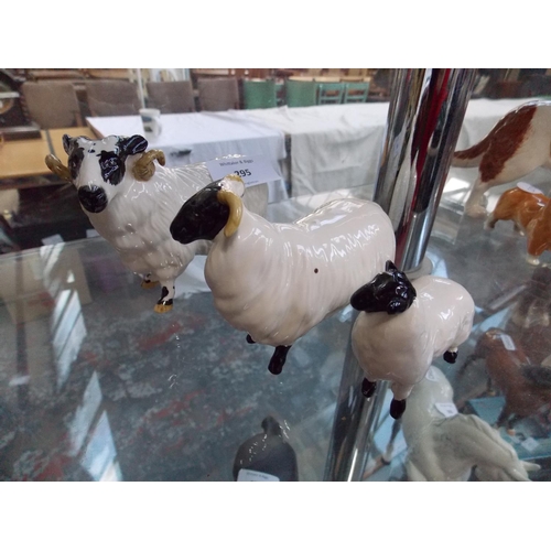 295 - THREE BESWICK FIGURES TO INCLUDE RAM, EWE AND LAMB