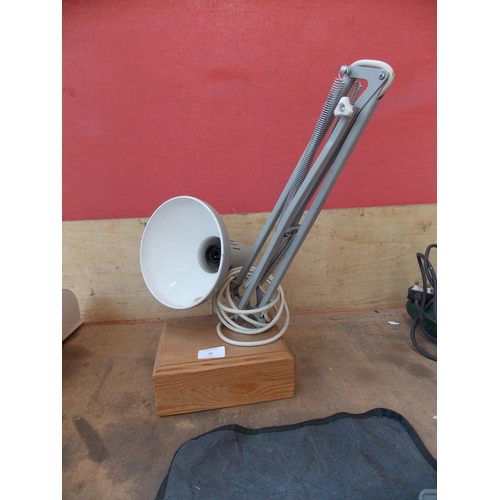 52 - A GREY LEDU ANGLEPOISE LAMP ON WOODEN BASE