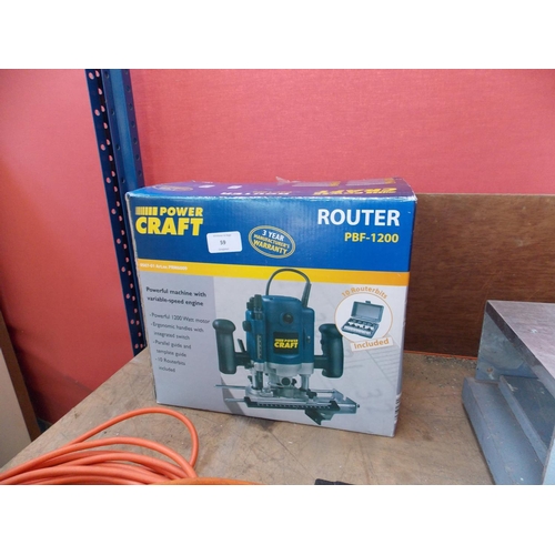 59 - A BOXED POWER CRAFT MODEL PBF 1200 ELECTRIC ROUTER IN W/O