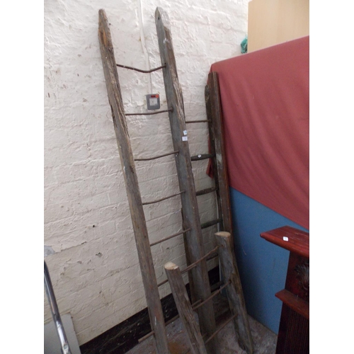 77 - TWO VINTAGE WOODEN LADDERS