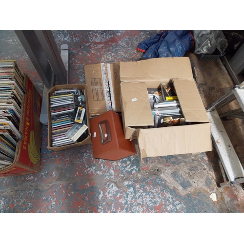 270 - EIGHT BOXES CONTAINING LP RECORDS, CD'S, DVD'S ETC