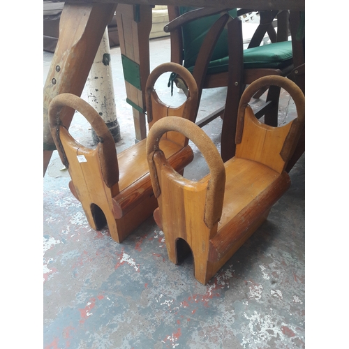 31A - TWO VINTAGE WOODEN BEAM VAULTS