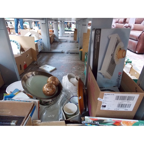 260 - FIVE BOXES CONTAINING DVD'S, CD'S, GLASSWARE, KITCHENALIA, ELECTRICAL ITEMS ETC