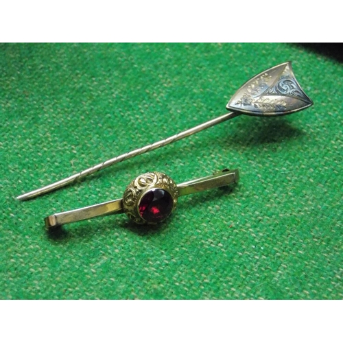 481 - A SHIELD STICK PIN AND A TIE PIN