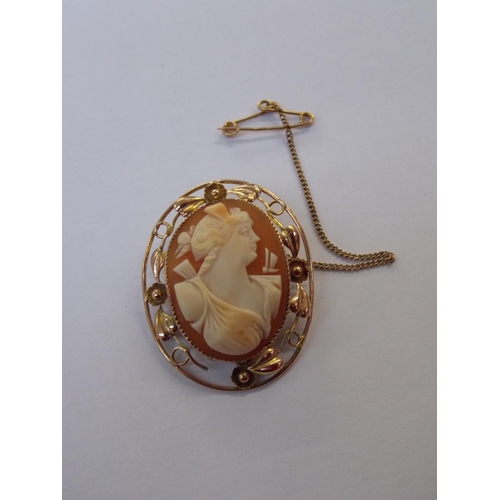 482 - A 9 CARAT GOLD LADIES CAMEO BROOCH