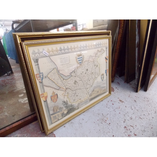 528 - A FRAMED MAP OF CHESHIRE AND ONE OTHER PICTURE