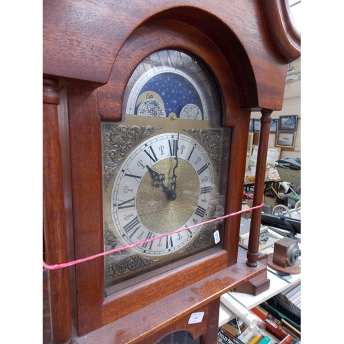 234 - A MODERN MAHOGANY GRANDFATHER CLOCK WITH PENDULUM