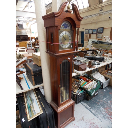 234 - A MODERN MAHOGANY GRANDFATHER CLOCK WITH PENDULUM