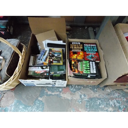 262 - TWO BOXES CONTAINING HARDBACK BOOKS AND DVD'S