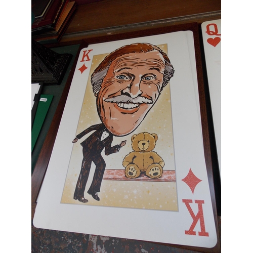 446 - SEVEN LARGE PLAYING CARDS TO INCLUDE BRUCE FORSYTH ETC