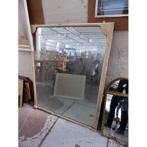 518 - A LARGE MIRROR AND FOUR MIXED PICTURES