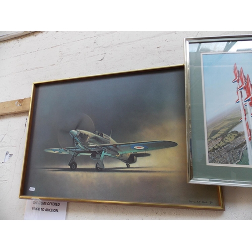 527 - A 1979 PRINT OF A HURRICANE AND A RED ARROWS PHOTOGRAPH