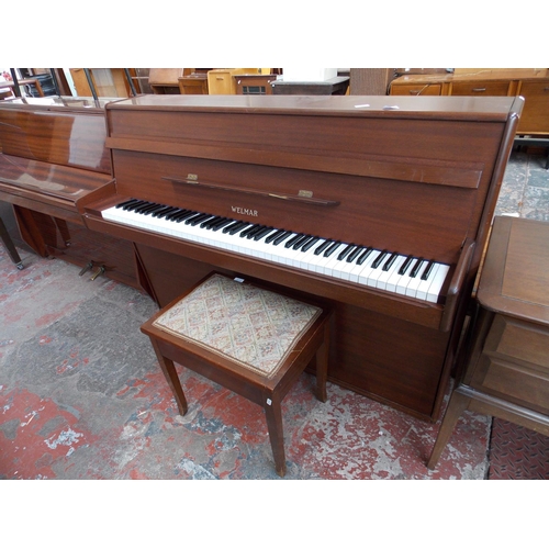 598 - A WELMAR UPRIGHT 1967 PIANO AND STOOL