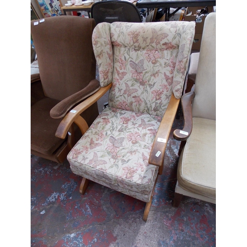 664 - A WINGBACK ROCKING CHAIR