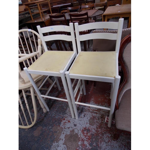 670 - TWO WHITE HIGH KITCHEN CHAIRS