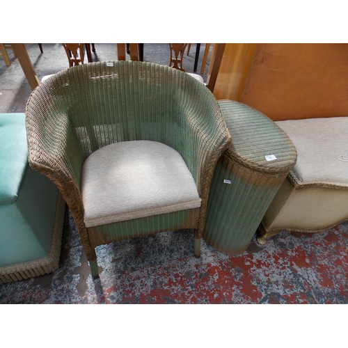 628 - A LLOYD LOOM CHAIR AND LINEN BASKET