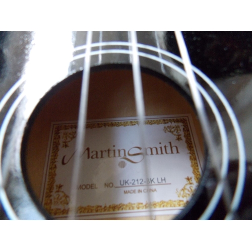 301 - A BOXED AS NEW MARTIN SMITH BLACK UKULELE