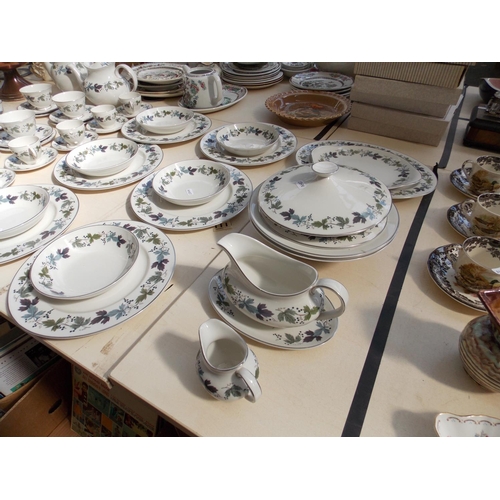 353 - A FIFTY FOUR PIECE ROYAL DOULTON BURGUNDY PATTERNED SIX PLACED DINNER SERVICE COMPRISING OF TEA CUPS... 