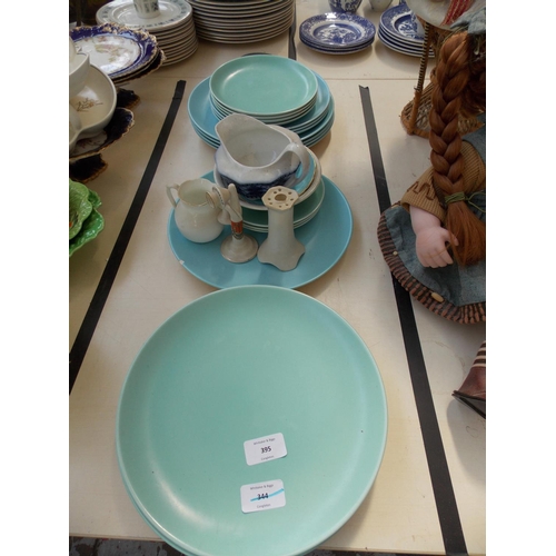 395 - A MIXED LOT OF CHINA TO INCLUDE POOLE POTTERY PLATES, CARLTON WARE ETC