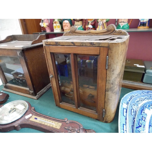 422 - A VINTAGE BURR WALNUT SMOKERS CABINET