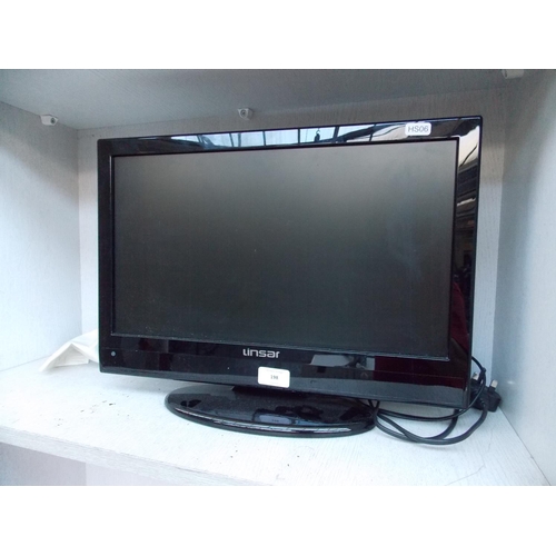 198 - A LINSAR 19 INCH FLAT SCREEN TV/DVD COMBO WITH REMOTE IN OFFICE IN W/O