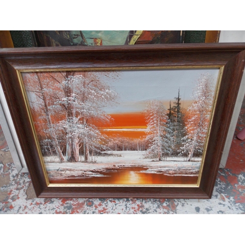 532 - SEVEN FRAMED PICTURES, PRINTS AND PAINTINGS