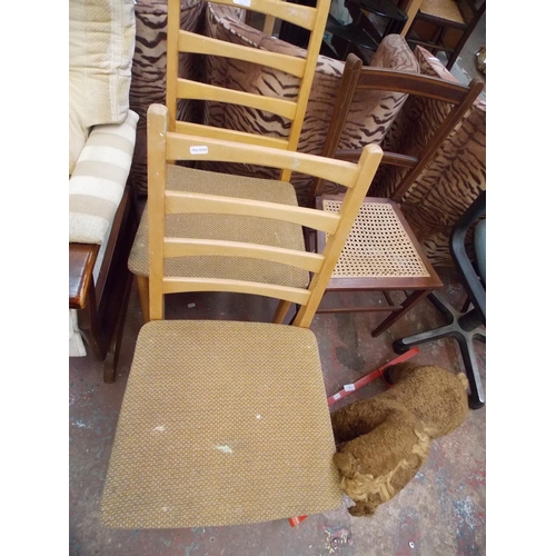 389 - TWO LADDER BACK CHAIRS