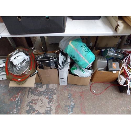 75 - A LARGE MIXED LOT OF TEN BOXES CONTAINING MORPHY RICHARDS SLOW COOKER, CLEANING PRODUCTS, VINTAGE HA... 