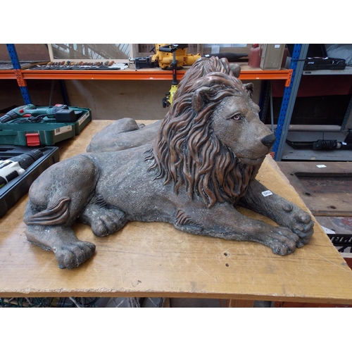 107 - TWO GOOD QUALITY CONCRETE LION GARDEN ORNAMENTS