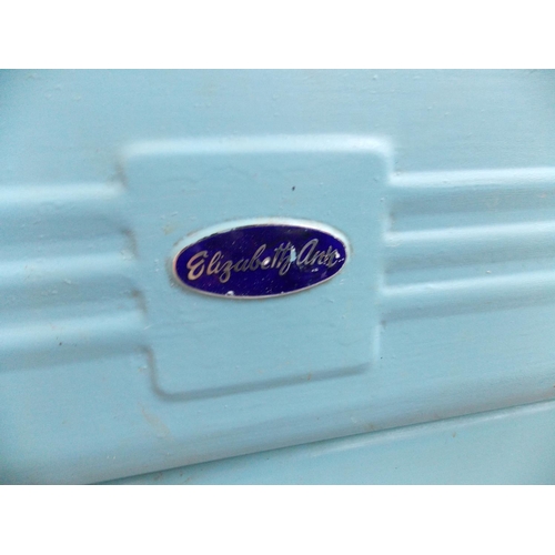 129 - A BLUE VINTAGE 1950'S ELIZABETH ANNE METAL SINK UNIT WITH TAPS