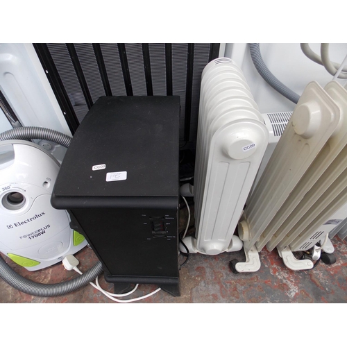 195 - FIVE VARIOUS ELECTRIC HEATERS TO INCLUDE PROLECTRICS WOOD BURNING STOVE EFFECT, GLEN HYUNDAI ETC H.C