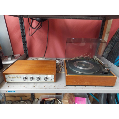 204 - FIVE ITEMS OF VINTAGE HI FI EQUIPMENT TO INCLUDE GARRARD TURNTABLE, METRO SOUND AMPLIFIER, SHARP STE... 