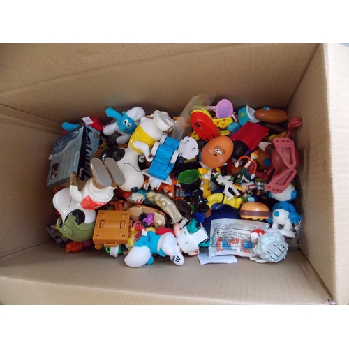 236 - THREE BOXES CONTAINING A LARGE QUANTITY OF VARIOUS MCDONALD'S HAPPY MEAL TOYS