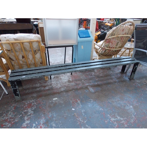 31 - A LARGE HEAVY DUTY GALVANISED PARK STYLE BENCH