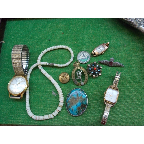 361 - A COLLECTION OF MIXED ITEMS TO INCLUDE COSTUME JEWELLERY, WATCHES, PEN, HALLMARKED SILVER HAND MIRRO... 