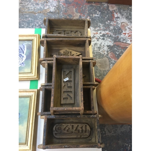 297 - SIX VINTAGE WOODEN BRICK MOULDS