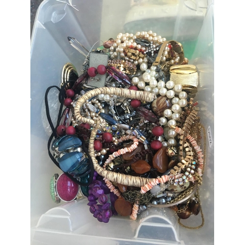 302 - TWO BOXES OF MIXED COSTUME JEWELLERY