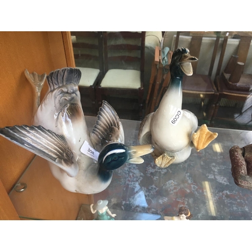 308 - A PAIR OF VALENCIA DUCK ORNAMENTS