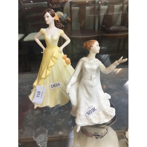 316 - TWO FIGURES TO INCLUDE A COALPORT FIGURE AND A ROYAL DOULTON 'WISDOM' (HN 4083) FIGURE