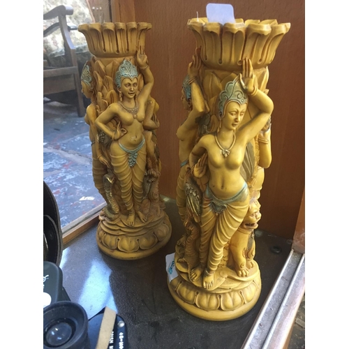 332 - A PAIR OF RESIN INDIAN STATUES (A/F)